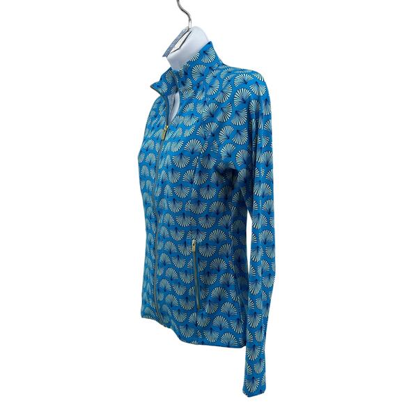 Sigrid Olsen Golf Tennis Full Zip Jacket WMNS XS Blue Teal Shell Print Stretch - Picture 4 of 8
